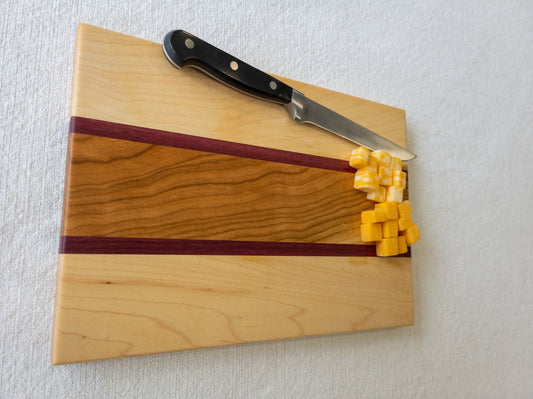 Cutting Board -Hard Maple, Cherry, Purple Heart